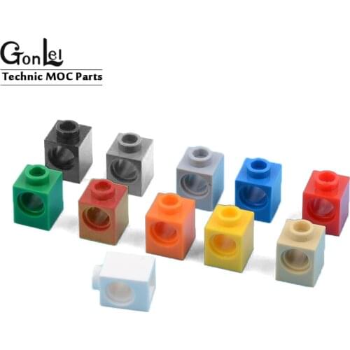 100Pcs/lot High-Tech Bricks 1x1 with Hole for MOC Building Blocks Part Compatible with 6541 DIY LOGO Educational Tech Parts Toys