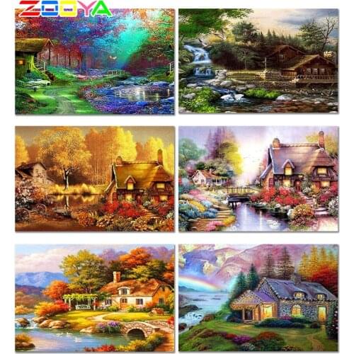3D Full Diamond Embroidery Landscape Diamond Paintings Beautiful New Arrivals Mosaic Diamond Landscape Cabin Photos Decor Er053