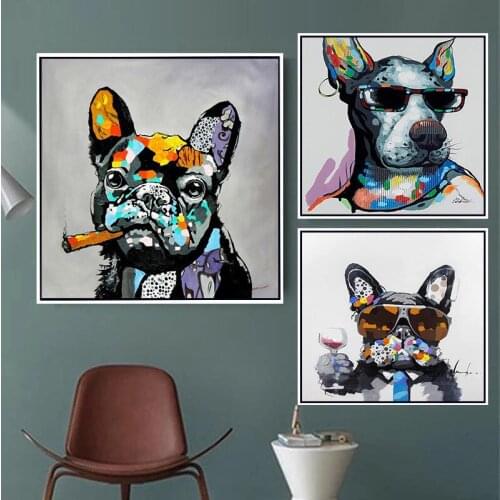 5D Diamond Painting Street Graffiti Art Cool Smoking Dog Funny Animal Painting Dog with Sunglasse Wall Home Decor