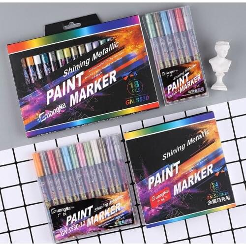 Acrylic Paint Marker pen 6/12/18/24 Colors Art Marker Pen for Ceramic Rock Glass Porcelain Mug Wood Fabric Canvas Painting