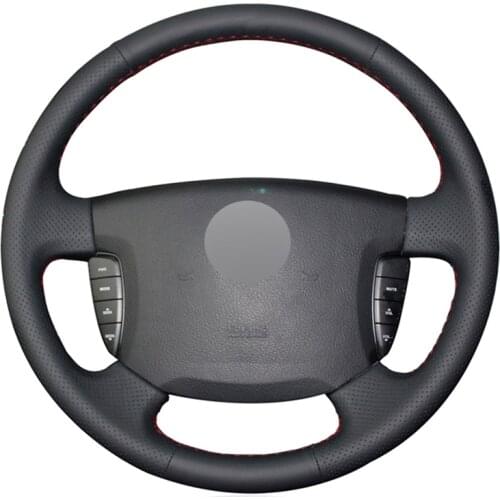 Black Artificial Leather Hand-stitched No-slip Car Steering Wheel Cover for Ssangyong Actyon Kyron Accessories