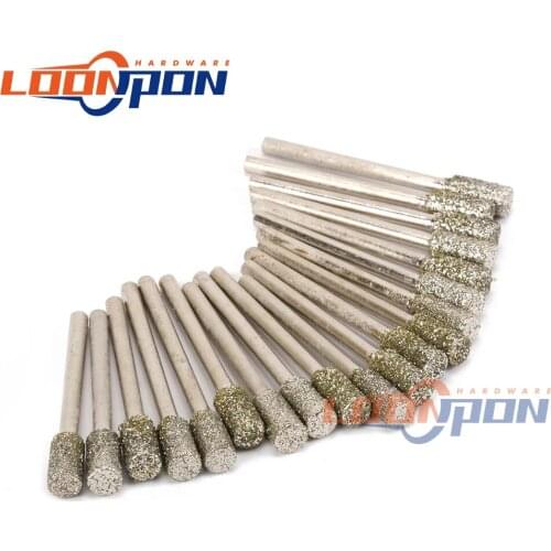 20Pcs 48# 5mm Cylindrical Diamond Grinding Head Mounted Point Bits Rotary Tool for Polishing Jewelry Metal Glass with 1/8" Shank