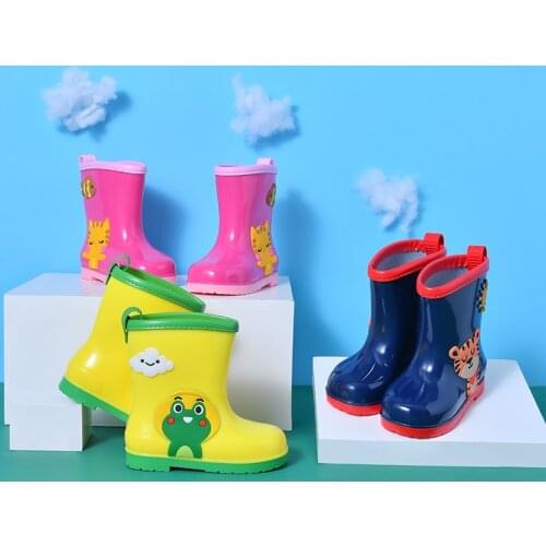 Children Rain Shoes Rubber Boots For Boys Girls Cartoon Kids Water Shoes Waterproof Cute Animals Anti-skid Fashion Soft Boots