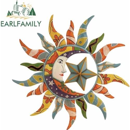 EARLFAMILY 13cm x 12.8cm For Sun Moon Fine Decal Sunscreen Car Stickers Occlusion Scratch Car Accessories For JDM SUV RV