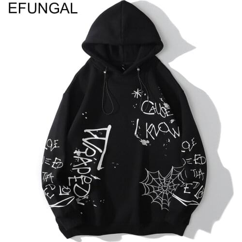 EFUNGAL Cotton Warm Hoodie Sweatshirt Men Hooded Pullover Harajuku Streetwear Letter Print Hoodies 2020 Winter Casual Outwear