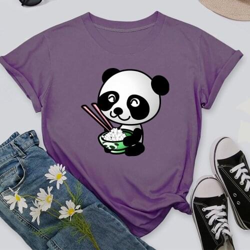 Panda T Shirt Summer Fashion Shirt Women Tops Base O-neckBlack Tees Girls Tshirt TX8420