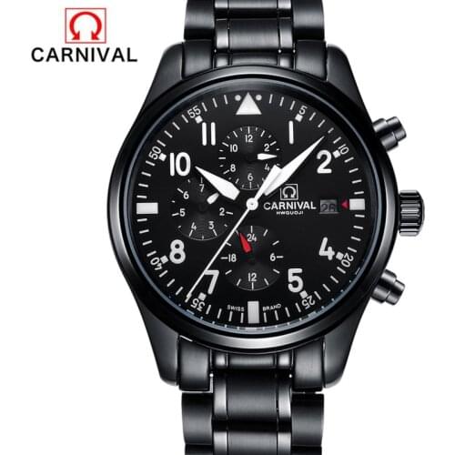CARNIVAL Brand Fashion Polite Watch Man Luxury Waterproof Luminous Mechanical Automatic Military Wristwatch Relogio Masculino