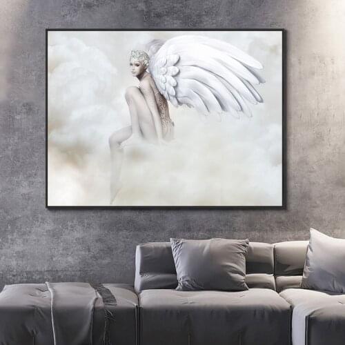 Canvas Prints Painting Abstract Angel Wall Art Girl With Wing Poster Decorative Picture for Live Room Home Decor Cuadros