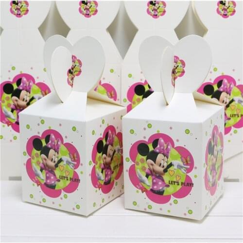 18pcs Minnie Mouse Theme Candy Box Chocolate Packaging Gift Box Kids Birthday Decoration Favors Gifts Bag Party Supplies