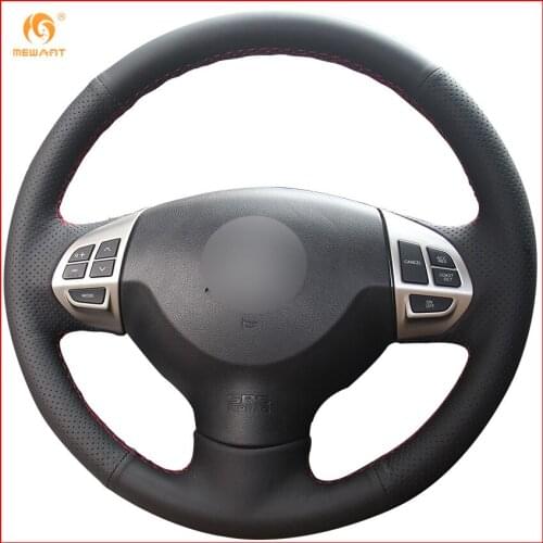 MEWANT for Black Leather Car Steering Wheel Covers for Mitsubishi Lancer EX 10 Lancer X Outlander ASX Colt Pajero Sport Interior