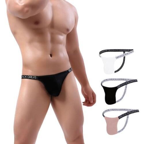 ORLVS G-strings Breathable Males Thongs Independent Codpiece Tagless Label Inside Printed Anti-hemming Pants Mens Soft T-back