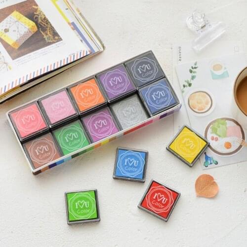 New Student Stationery Seal Set Childrens Finger Painting Ink Pad Mud DIY Square Color 20 Color Stamp Set