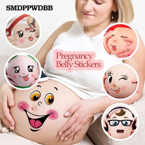 9 pcs/lot Belly Stickers Cute Photography Props Woman Pregnant Smiling Face Belly Stickers Mum Maternity Accessories