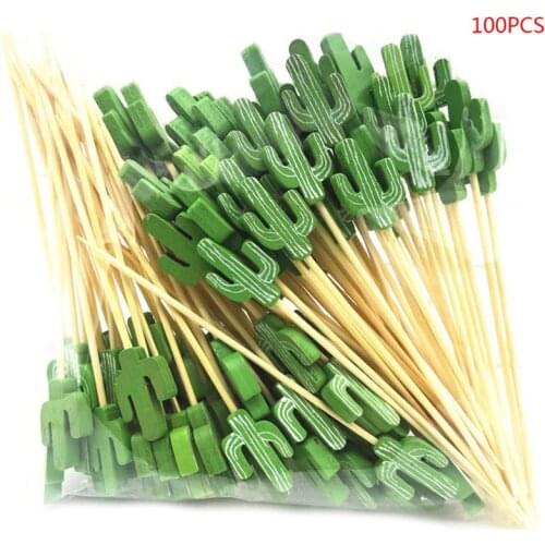 100 Pcs Disposable Bamboo picks Food Fruit Cocktail Handmade Toothpicks Picnic Party Supplies Decoration
