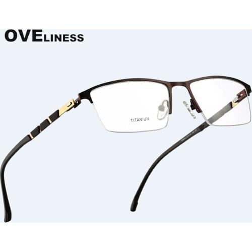 Fashion mens eyeglasses frames Optical Glasses Frame Men Prescription eye glasses 2021 Titanium Alloy Half Metal Myopia eyewear