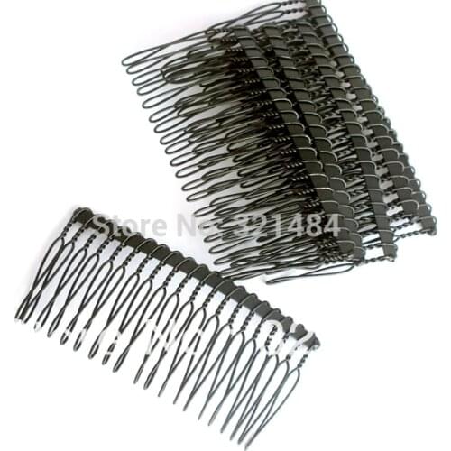 Bulk 100piece 20 tooth metal wire comb hair combs 75mm Black findings accessories for jewelry bead making supplies