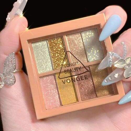 Eyeshadow Palette 8 Colors Matte Shimmer Waterproof Long Lasting Eyeshadow Pigment Diamond Glitter Nude Shimmer Make Up Palette