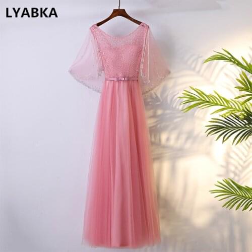 Sexy Scoop Neck Evening Dress Robe De Soiree Tulle With Sequined Bow Evening Dresses Real Photo 2019 New Design Vestido De Festa