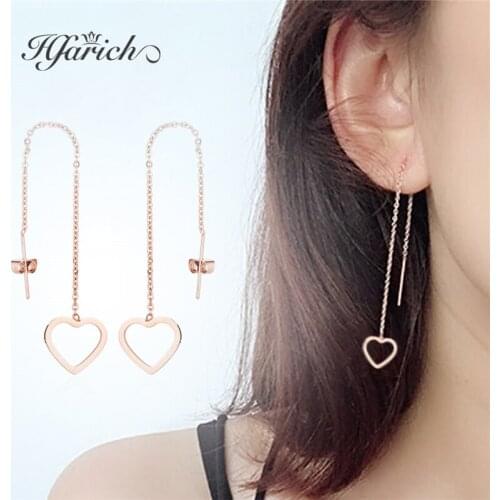 Hfarich Simple Geometric Round Triangle Square Cross Lover Heart Drop Earrings Long tassel Earrings for Women Girls Brincos Gift