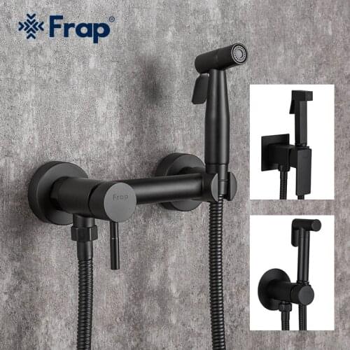FRAP Black Bidets shower tap washer mixer muslim ducha brass cold and hot water tap crane shower bidet spray Hygienic Shower