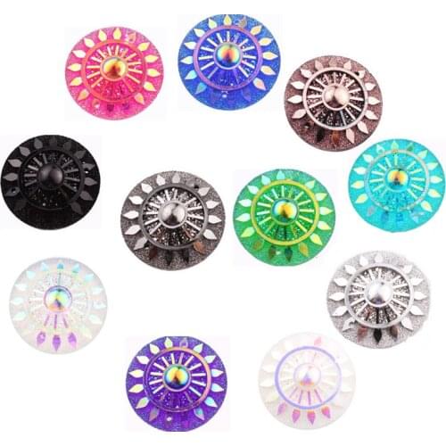 Taidian 25mm Round Flatback Tribal Resin Rhinestone Cabochon DIY Beaded Earring Indigenous 2 Holes 20 Pieces/bag