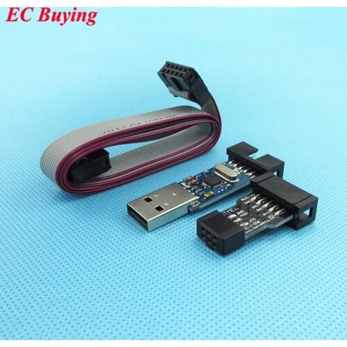 1 set USBASP+10Pin to 6Pin Adapter USBASP USBISP AVR Programmer USB ATMEGA8 ATMEGA128 IDC10 51 Serial Win.7 with Download Cable