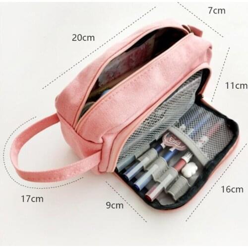 Large Capacity Pencil Srorage Bag Solid Pencil Bag Simplicity Cute Student High Capacity Pencil Case Kawaii School Supplies