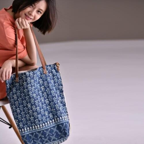 MICOCO D8305 Vintage cotton, linen and cowhide patchwork single-shoulder ladies' bags