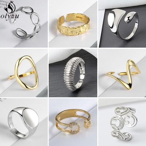 Vintage Geometric Smiling Face Finger Rings for Women Personality Simple Round Wave Ring Chunky Midi Ring bagues pour femme 2021