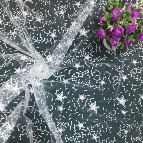 1Y/Lot white star shiny bronzing mesh fabric Wedding dress diy stage costume cloth accessories