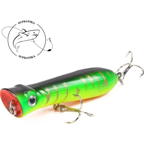 1 Piece Fishing Lure 80mm 11.5g Colorful Stripe Plastic Popper Bait Floating Wobblers Minnow Lures For Sea River Pesca Tackle
