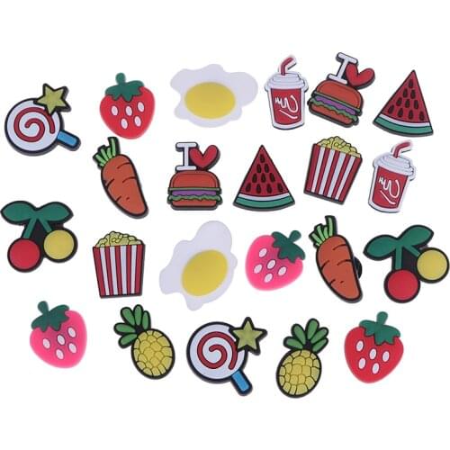 10pcs/Set Croc Ice Cream Shoes Buckle PVC Novelty Bowties Food Shoes Decoration Fit For Garden Shoes Sandals Kids Gifts Girls