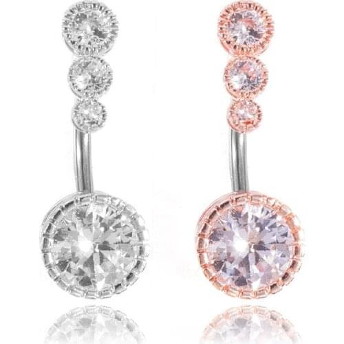 3 Colors Body Piercing Bars Drop Dangle Navel Ring Bar Crystal CZ Belly Button Barbell