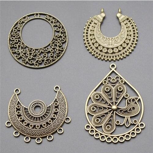 4pcs Earrings Connector Antique Bronze Color Earrings Connector Pendant Charms Earrings Connector Earring Making