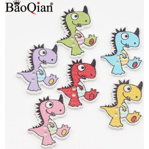 50Pcs Mixed Dinosaur Pattern Sewing Accessories Wooden Buttons For Baby Clothes Knitting Crafts Scrapbooking DIY Needlework