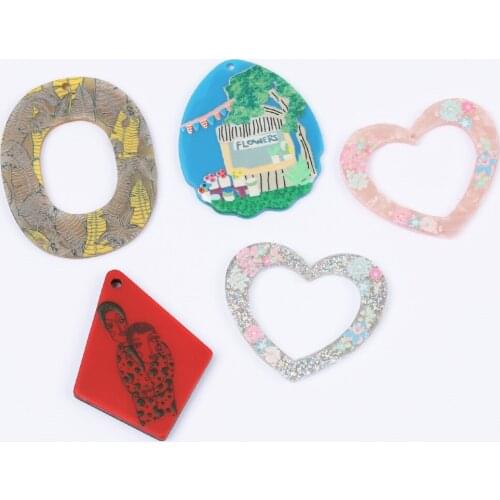 HAOSAW 6Pcs Jewelry Accessories/Heart Shapes/DIY Charms/Hand Made/Earrings Connectors/Pendant/Jewelry Findings & Components