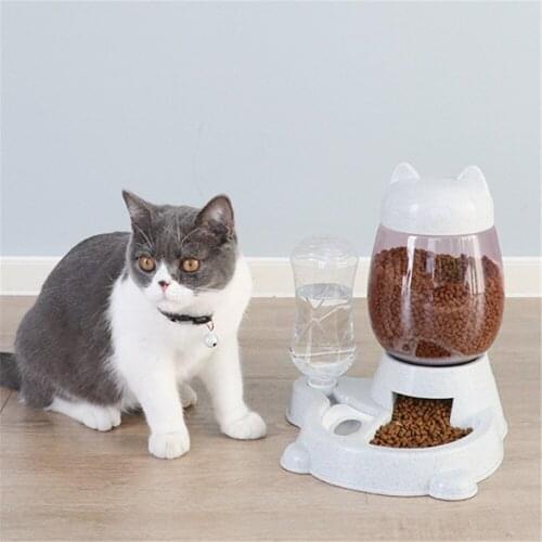 2.2L Pet Automatic Feeder with Water Dispenser Cats Food Feeding Bowls Dogs Drinking Fountain Food Container 528ML Pet Waterer