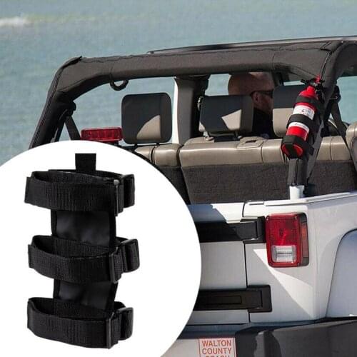 Car Roll Bar Fire Extinguisher Holder Car Accessories Fire Extinguisher Nylon Black Red Mount Strap for Jeep Wrangler Yj Cj Tj