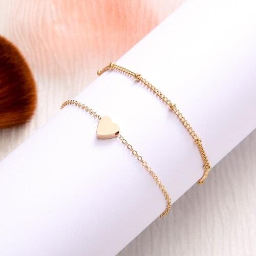 Boho Multilayer Heart Bracelet Set for Women Gold Silver Color Chain Bangle for Women Party Wedding Jewelry Accessories 2020
