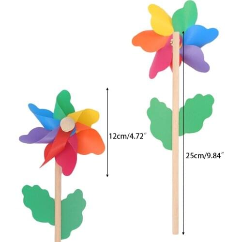 Wood Windmill Wind Spinner Pinwheels Home Garden Yard Decoration Kids Toys New L4MB