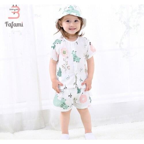 2pcs/lots Baby girl clothes boy sets Soft Cotton Gauze for newborn baby girl summer Top clothing kids child T shirt shorts bebe