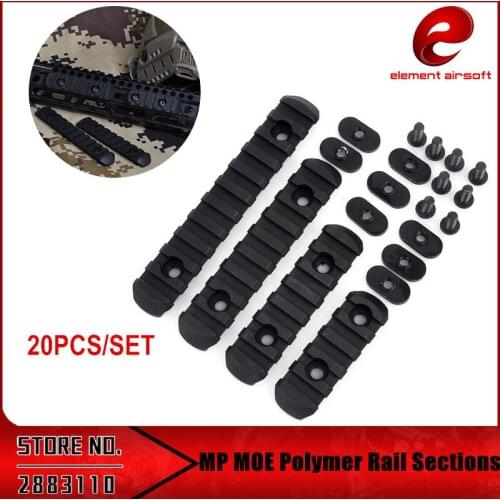 Element 20PCS/SET Tactical Airsoft Mlok Type Polymer Picatinny Rail Cover For MO-E eMag Pul Handguard Protection Mount EX254
