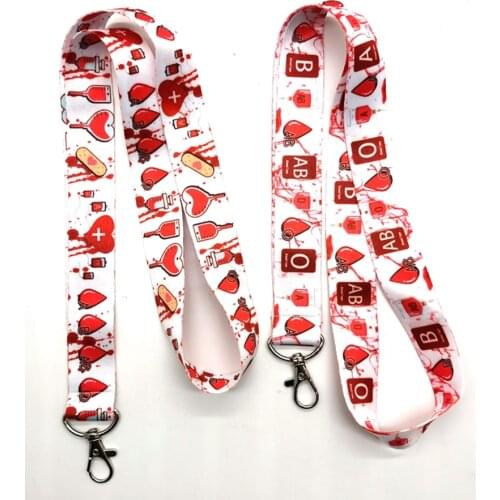 Hot Sale! Blood type Lanyard Neck Strap Card Bus ID Holders With Key Chain