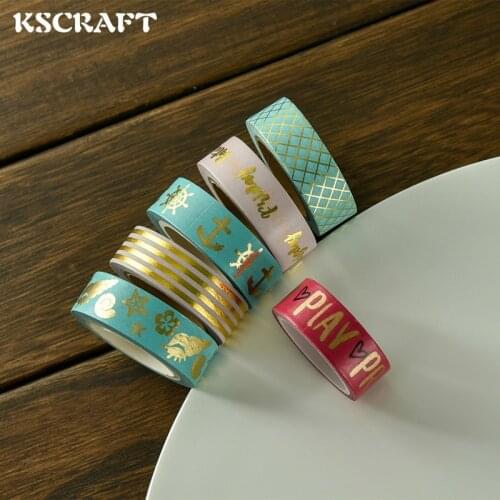 KSCRAFT 15mm*5m Adhesive Tape for Scrapbooking DIY Craft Sticky Deco Masking Japanese Paper Washi Tape Color
