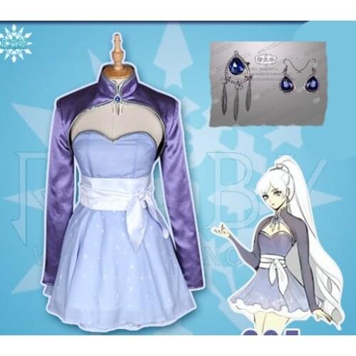 Anime RUBY White Weiss Schnee Cos Party Hallowmas Cosplay Costume with accessory