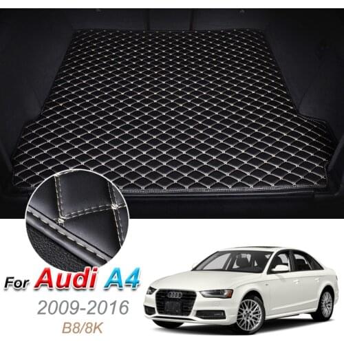 Leather Car Trunk Mat For Audi A4 B8 2009-2016 Cargo Liner Trunk Floor Pad Carpet Auto Accessories
