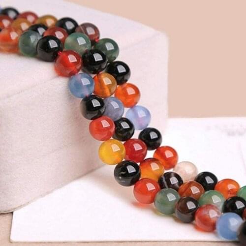 Round Colorful Carnelian Loose Beads DIY Bracelet Earrings Accessories