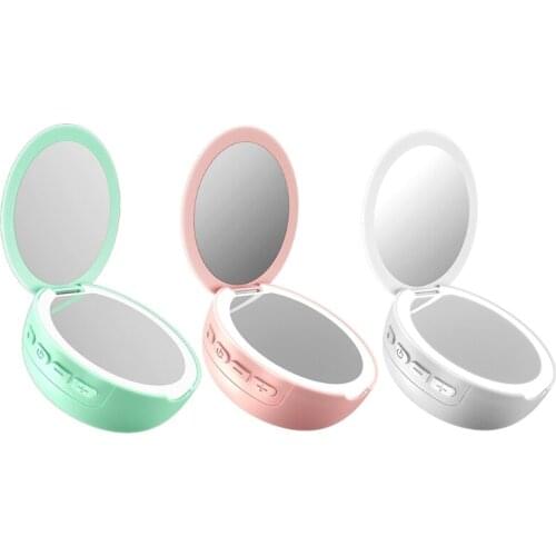 Multifunctional Creative Wireless Bluetooth Speaker Makeup Mirror with LED Fill Light Portable Outdoor Travel Beauty