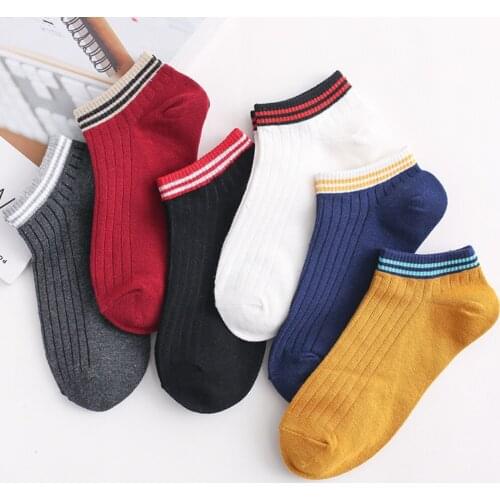 High Quality Women Cotton Socks Solid Color Casual Sport Short Boat Socks Woman Soft Ankle Socks Female Meias Mujer Black White