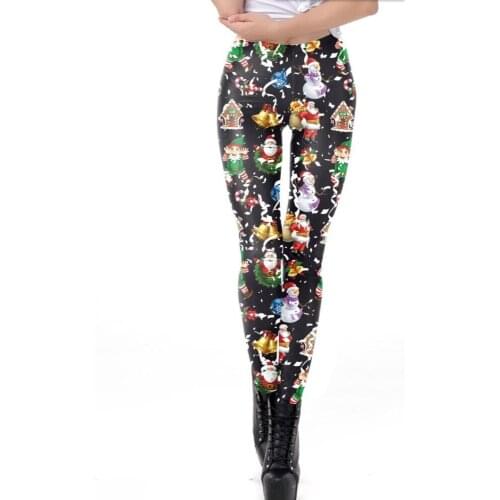 Szblaze 2018 New Womens Christmas Snowman Sexy 3D Print Leggings Hight Elastic Exquisite Trouser Fitness Running Slim Leggin